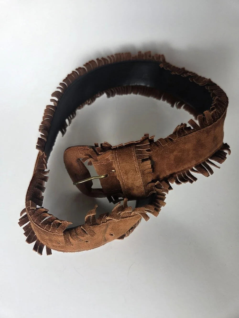 Jill Stuart Leather Belt Brown Fringe Boho Womens Small Bohemian